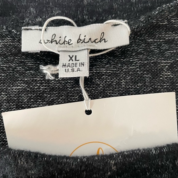 White Birch Soft Sweater Dark Gray Long Sleeve Ruffle Cuff with Tie SZ XL New - Picture 4 of 7